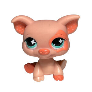LPS Littlest Pet Shop #622 Pink Peach Pig Blue/Green Eyes 2006 Hasbro